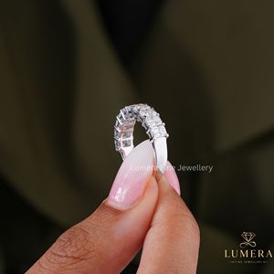 Anillo de diamantes cultivados en laboratorio con corte radiante Full Eternity, alianza de diamantes creados en laboratorio, joyería para mujer - Product Image 6