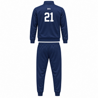 Ensemble de survêtement pour homme, veste zippée intégrale et pantalon, bleu marine uni, respirant, décontracté, coupe classique, automne