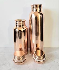 Botella de agua de cobre sin plomo con tapas, juego de botellas de agua portátiles de diseño minimalista para viajes. - Product Image 2
