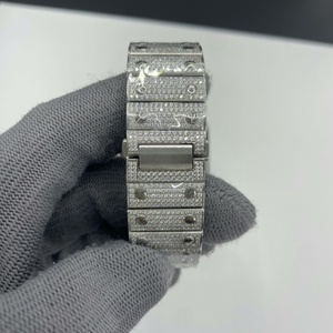 Montre personnalisée de luxe pour homme, mécanique, boîtier carré, sertie de moissanite VVS effet cristal de glace, style <span class=keywords><strong>Cartier</strong></span>, 40mm, Hip Hop - Product Image 6