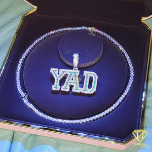 <b>Iced</b> <b>Out</b> YAD Letter Pendant Moissanite Diamond Tennis <b>Chain</b> Hip Hop Jewelry Streetwear Gift - Product Image 3