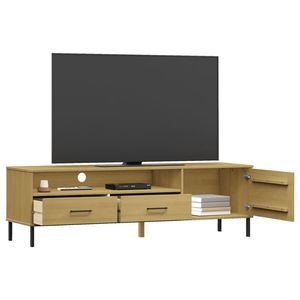 Meuble TV en bois de pin massif brun moyen et métal pour salon - Product Image 3