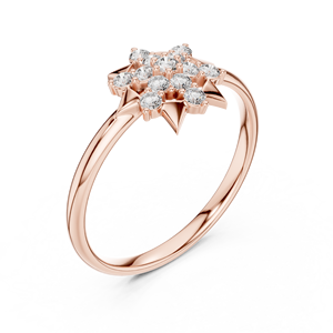 Anillos de oro macizo de 14k para mujer con diamantes de corte redondo minimalistas en forma de estrella, para regalo, compromiso, aniversario, boda. - Product Image 3