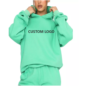 Custom High Quality Embroidery Printed Sweatshirt Cotton <b>Plus</b> <b>Size</b> Women's Hoodies & Sweatshirts <b>Lounge</b> Wear <b>Set</b> - Product Image 2