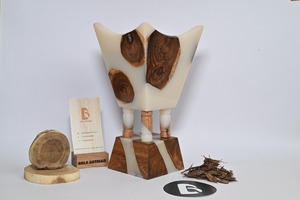 Brûleur à Bakhoor en résine et bois fait main de luxe, brûleur à encens arabe Oud, Mabkhara décorative pour la décoration de la maison - Product Image 3