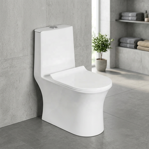 WC monobloc moderne en céramique à chasse d'eau par siphon, 300 mm, à sortie verticale, pour salle de bain de luxe - Product Image 1