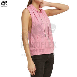 Camiseta sin mangas con capucha de algodón de secado rápido para gimnasio, running, culturismo y fitness para mujer - Product Image 4