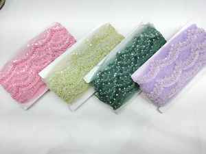 Tela de Encaje con Cuentas Ecológica de Lujo con Bordado Francés y Patrón Geométrico para Vestidos de Novia y Ropa de Noche - Product Image 3