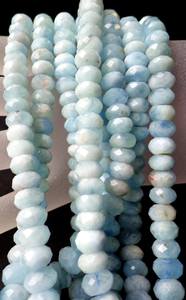 ลูกปัดพลอยอะความารีนธรรมชาติทรงรอนเดลเหลี่ยมเพชรพลอย สีฟ้าสวยงาม คุณภาพสูง ร้อยเป็นเส้นเต็ม - Product Image 4