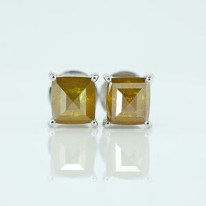Sultanite Rectangle Shape Gold Plated 925 Sterling Silver <b>Stud</b> Earrings Handcrafted Wedding Jewelry - Product Image 1