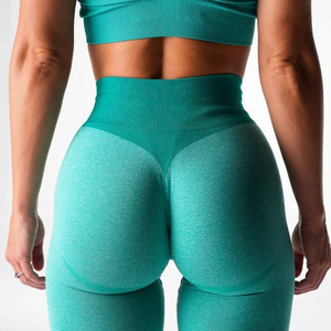 2026 Trendy Women's High Waist Solid Color <b>Leggings</b> Full Length Stretchy Breathable Push Up Sporty Knitted <b>Seamless</b> - Product Image 5