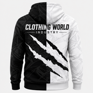 Sweat à capuche sportif surdimensionné de qualité supérieure, sublimation, automne, vêtements d'équipe personnalisés, noir et blanc, unisexe - Product Image 2