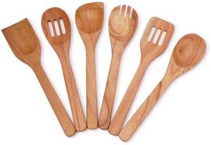 Ensemble de cuillères de cuisine en bois de qualité supérieure avec spatule, louche et cuillère de service pour ustensiles de cuisson antiadhésifs - Product Image 4
