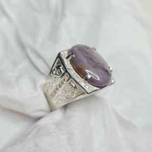 Sapphire Mens <b>Ring</b> Alpaca Mixed Metal Handmade Gemstone Silver <b>Ring</b> Luxury Jewelry Gift For Men <b>Statement</b> <b>Ring</b> - Product Image 5