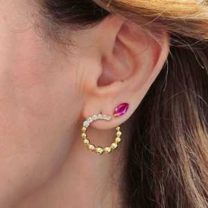 Pendientes de Diamantes Cultivados en Laboratorio con Cuentas Redondas en Forma de Bola, Personalizados, de Oro Sólido de 14K y 18K, Minimalistas, Únicos, para Novia, Joyería de Boda - Product Image 4