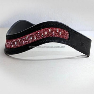 Fascia per sopracciglia in pelle a canale vuoto per cavallo a forma di onda lucentezza di cristallo con intarsio fascia per sopracciglia personalizzata rosa <span class=keywords><strong>vintage</strong></span> nera - Product Image 2