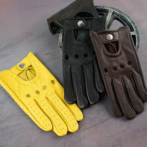 Gants de conduite en cuir imperméables à demi-doigts - Unisexe, toutes saisons, pour la conduite en ville, fabriqués au Pakistan - Product Image 4