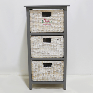 High Quality Wooden Frame <b>Storage</b> Cabinet With <b>Woven</b> Seagrass <b>Baskets</b>, Sustainble Furniture for Clothes & Toys - Product Image 4
