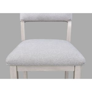 2 sedie da pub imbottite bianche e grigio chiaro, altezza bancone, in legno massello, per sala da pranzo - Product Image 4