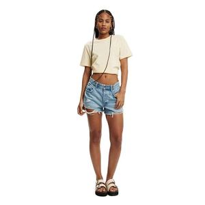 New Arrival Women's <b>Cream</b> Crew Neck Short Sleeve Loose Fit Solid Color Casual Jersey Knitted <b>T</b>-<b>Shirt</b> Spring Summer 100% Cotton - Product Image 6
