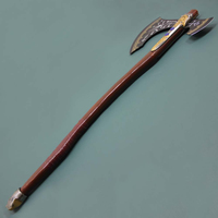 Nouveautés : Hache viking artisanale de qualité industrielle à double lame, tête en acier inoxydable gravée, manche en bois de rose, cuir