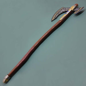 Nouveautés : Hache viking artisanale de qualité industrielle à double lame, tête en acier inoxydable gravée, manche en bois de rose, cuir - Product Image 4