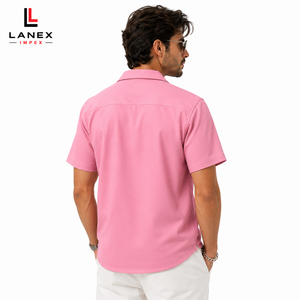 Chemise Hawaïenne Rose pour Homme en Gros, Imprimée sur Mesure, Col Camp, Boutonnée, Légère en Polyester, pour Vacances Tropicales et Plage, OEM - Product Image 4