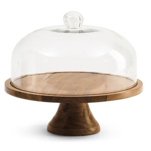 Base de Madera Premium para Tartas con Cúpula de Cristal para Mesa de Postres de Boda, Soporte de Exhibición para Cocina - Product Image 1