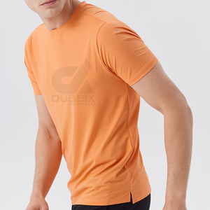 Camiseta de Manga Corta para Hombre, Color Naranja, Cuello Redondo, Corte Regular, Secado Rápido, Tejido de Punto, Color Sólido, Estilo Casual 2026 - Product Image 5