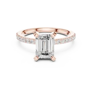 Anillo de Compromiso de Joyería Fina con Diamante Cultivado en Laboratorio de Corte Esmeralda de 2 Quilates y Piedras Laterales, Oro Sólido de 10K, 14K, 18K, Certificado IGI, Color E - Product Image 5