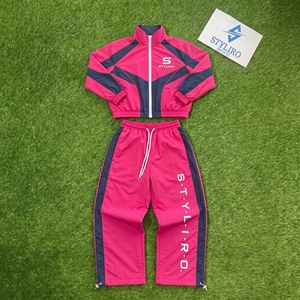 Styliro Men's Blue Sporty Tracksuit Set Color Blocking <b>Track</b> <b>Jacket</b> And Pants With Logo Print Autumn Wear - Product Image 6