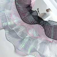 Ruban plissé large en organza irisé avec volants pour robe, costume, couture, décoration de mariage et loisirs créatifs
