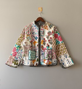 Vestes matelassées patchwork en coton, style bohème floral, veste d'automne et d'hiver - Product Image 1
