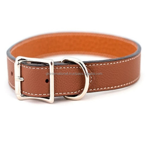 Collar de perro de cuero genuino hecho a mano personalizado de alta calidad con hardware ajustable niquelado de lujo en todos los tamaños y colores - Product Image 6