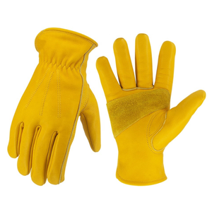 Guantes de Trabajo de Cuero Genuino Amarillos Resistentes a la Abrasión, Guantes de Seguridad para Hombre, Uso Industrial - Product Image 5