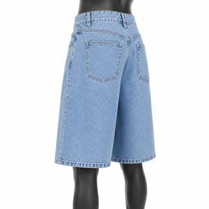 Shorts Bermuda en Jean Taille Haute pour Homme, Coton Écologique Lavé, Longueur Genou, Vêtements Décontractés d'Été, Fabrication OEM - Product Image 4