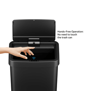 Poubelle automatique à détecteur de mouvement de 13,2 gallons, noire, en plastique, seau de rangement pour bureau, voiture, matériau PP, carrée, pour utilisation sur bureau - Product Image 3