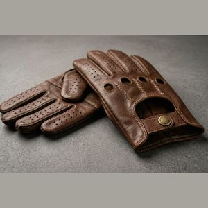 Nouveaux gants de mode pour hommes en cuir véritable non doublés, gants de conduite tricotés, gants de sport à écran tactile et mitaines - Product Image 1