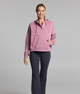 Sweat-shirt décontracté pour femmes, à manches longues, uni, léger, à col rond, avec poche - Product Image 4