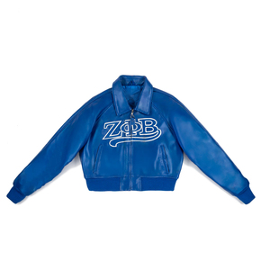 Chaqueta Bomber Corta de Cuero Vintage Zeta Phi Beta para Mujer, Chaqueta Universitaria de la Hermandad, Chaqueta Sorority Greek Line - Product Image 1