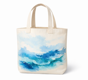 Custom Printed Logo Promotional Personalized Reusable Shopping Cotton <b>Canvas</b> Tote <b>Bags</b> with Watercolor Print - Product Image 2