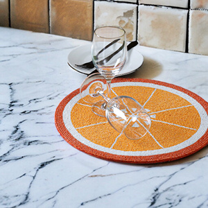 Manteles individuales con cuentas de vidrio a precio de fábrica al por mayor manteles individuales con cuentas decorativas de diseñador para granja a precio de venta completo - Product Image 2