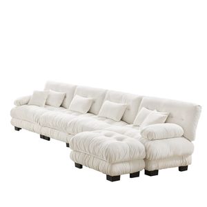 Divano Componibile Modulare Confortevole a 4 Posti a L con Pouf Convertibile, Combinazione Libera per Soggiorno, Comfy Cloud - Product Image 3