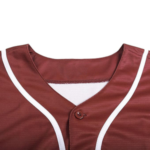 Classic <b>Maroon</b> Baseball Jersey Blank Custom Team Uniform Burgundy Sportswear Button Down Training <b>Top</b> - Product Image 3