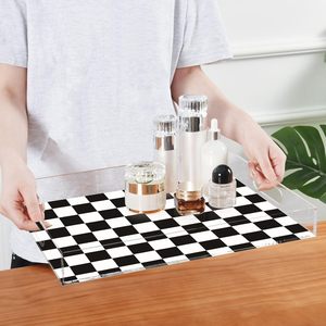 t Serving Tray with Handles Clear Acrylic Tray Decorative Rectangular Tray Organizer for Ottoman Coffee <b>Table</b> Bathroom - Product Image 1