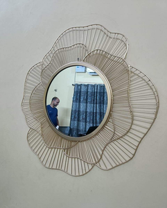 Decorative Bohemian Wall Mirror with 5mm <b>Metal</b> <b>Frame</b> Iron Wire Border Design Interior Wall Decor Wholesale Price From India - Product Image 4