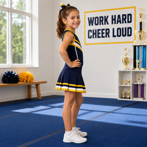 Uniformes de danse de cheerleading pour filles, imprimés par transfert thermique, avec crop top et short longs, service OEM en gros - Product Image 6