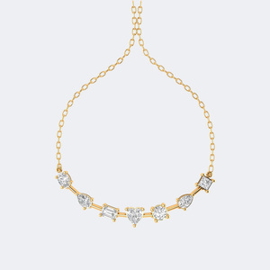 Collier pendentif en diamant de laboratoire multi-formes 1,95 CTW serti à griffes courbées, finition plaqué or 18 carats, bijoux pour femmes - Product Image 5