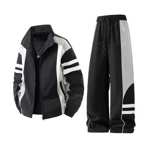 Spring Plus Size Lightweight Breathable Cotton Hooded Jogging Suits <b>Windbreaker</b> Tracksuits Set Printed 2 1 <b>Black</b> Custom Logo - Product Image 1