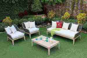 Contemporary <b>Outdoor</b> <b>Rattan</b> <b>Sofa</b> Set with UV-Resistant PE Woven Frame and High-Density Foam Cushions for Garden Use - Product Image 2